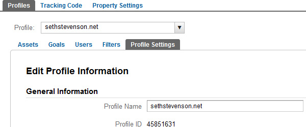 Google Analtyics Profile ID