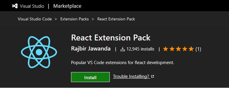 React Extension Pack for Visual Studio Code