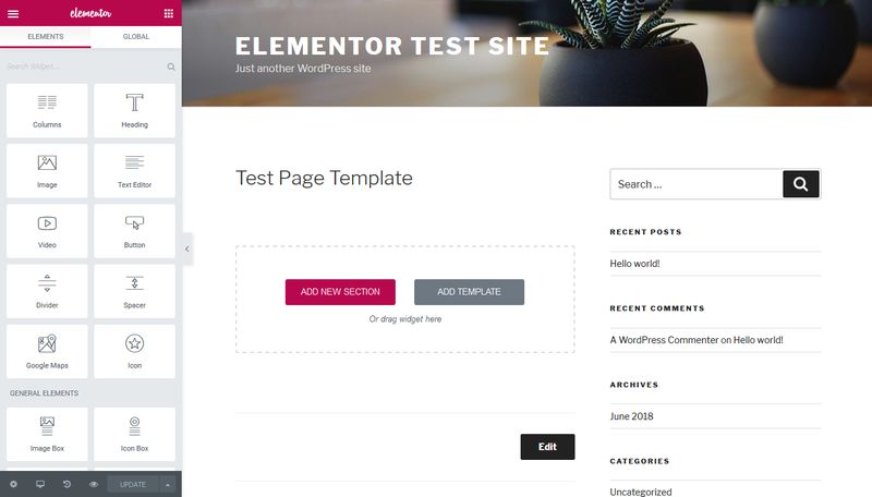 Elementor Site Builder