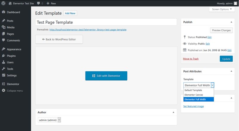 Elementor Template Editor