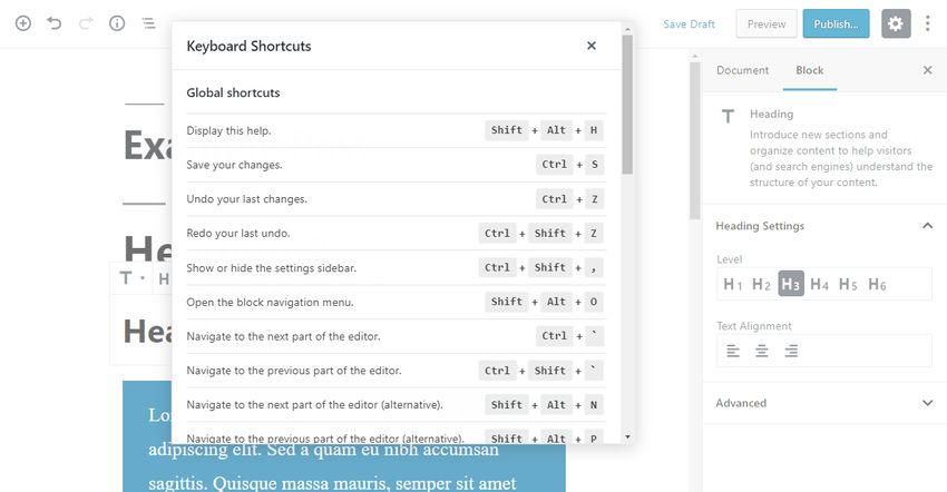 Gutenberg's New Keyboard Shortcuts