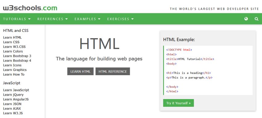 W3Schools Online Coding Exercises and Tutorials