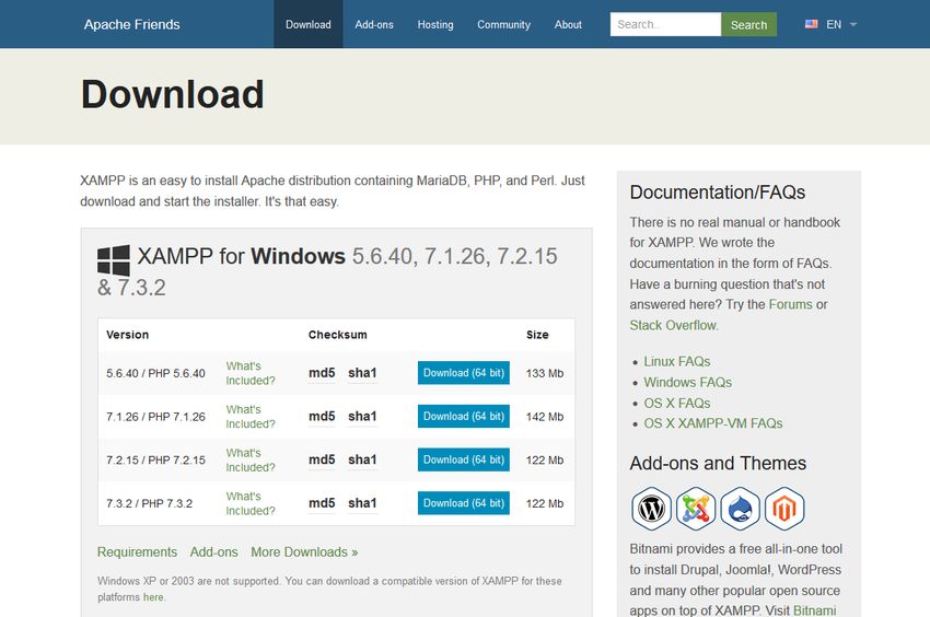 XAMPP Download Page 
