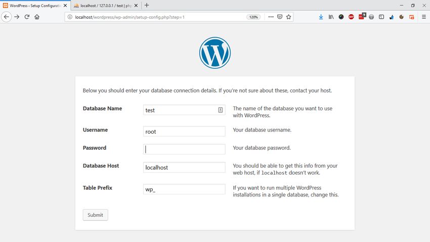 XAMPP Server WordPress Configuration