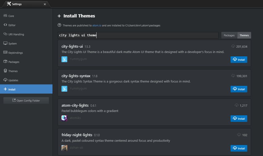 Install an Atom theme