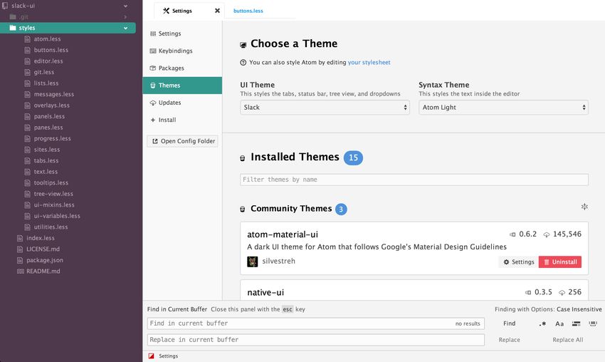 Slack UI Atom theme