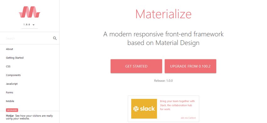 Materialize UI Component Library